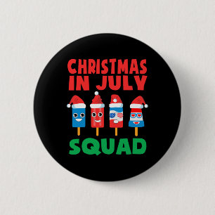 Kerstmis In Juli Team Ijslolly Crew Kerstman Hoed  Ronde Button 5,7 Cm