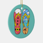 Kerstmis in juli Teenslippers elke zomer Keramisch Ornament (Rechts)