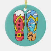 Kerstmis in juli Teenslippers elke zomer Keramisch Ornament (Voorkant)