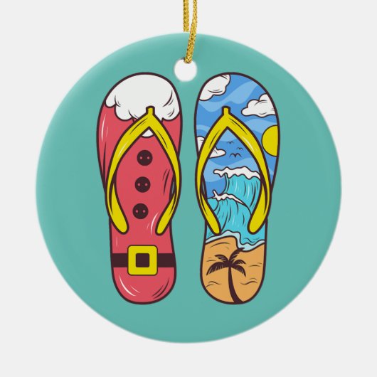 Kerstmis in juli Teenslippers elke zomer Keramisch Ornament (Voorkant)