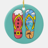 Kerstmis in juli Teenslippers elke zomer Keramisch Ornament (Achterkant)