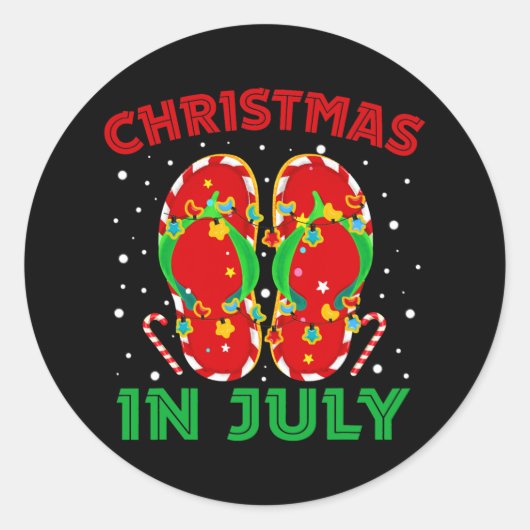 Kerstmis in juli Teenslippers Funny Beach Summer Ronde Sticker (Voorkant)