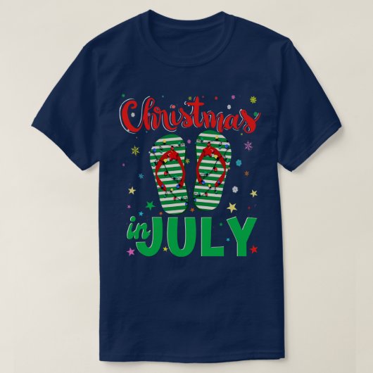 Kerstmis in juli Teenslippers Funny Beach Summer T-shirt (Design voorkant)