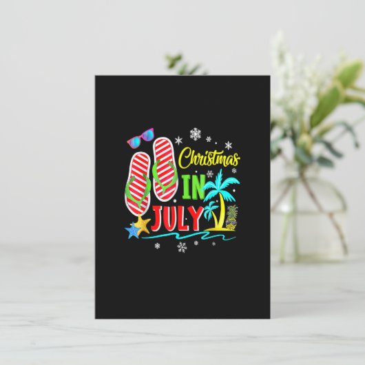 Kerstmis in juli Teenslippers Funny Beach Summer V Kaart (Staand voorkant)