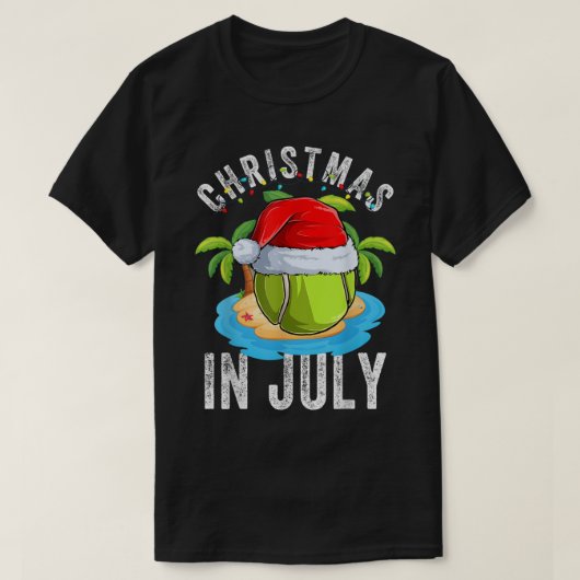 Kerstmis in juli Tennis Santa Hat Summer Party Va T-shirt (Design voorkant)