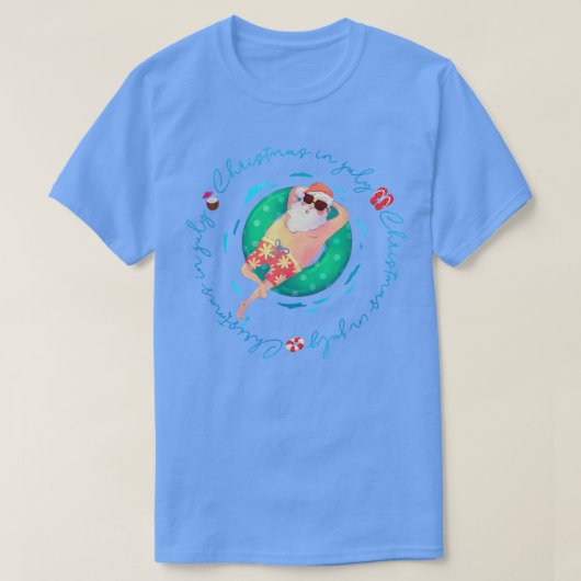 Kerstmis in juli TFunny Santa Summer Beach Vacati T-shirt (Design voorkant)