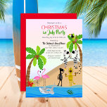 Kerstmis in juli Tropisch Beach Party Kaart<br><div class="desc">Viel Kerstmis in juli in tropische stijl met deze strandscène kleurrijke "WELCOME" aan uw partijontwerp. Dit publiek is echt een stel dieren! Composietontwerp per feestdag — Design.</div>