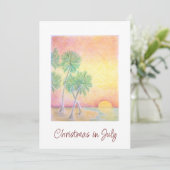 Kerstmis in juli Tropisch strand Feestdagenkaart (Staand voorkant)