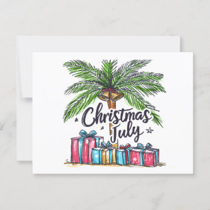 Kerstmis in juli Tropisch vakantie Palmboom Cadeau Briefkaart