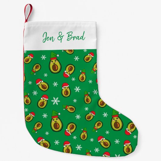 Kerstmis in juli Tropische avocado's Print Kleine Kerstsok (Voorkant)
