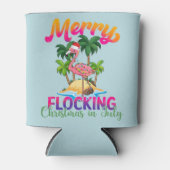 Kerstmis in juli | Tropische Flamingo Blikjeskoeler (Voorkant)