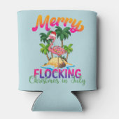 Kerstmis in juli | Tropische Flamingo Blikjeskoeler (Achterkant)