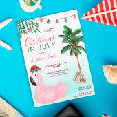 Kerstmis in juli tropische flamingo op strand kaart