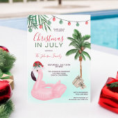 Kerstmis in juli tropische flamingo op strand kaart