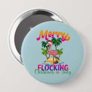 Kerstmis in juli Tropische Flamingo Ronde Button 4,0 Cm
