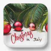 Kerstmis in juli tropische palmbomen zomerfeest papieren bordje (Voorkant)