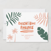 Kerstmis in juli tropische palmboom modern feestdagenkaart (Voorkant)