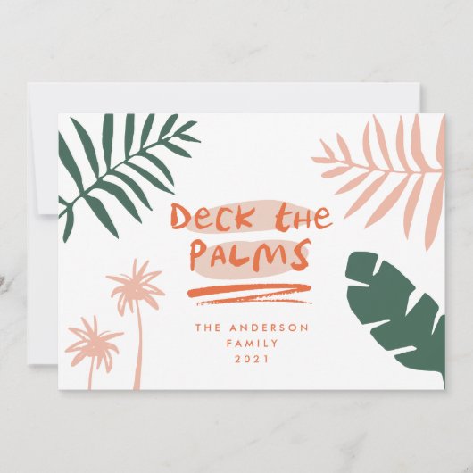 Kerstmis in juli tropische palmboom modern feestdagenkaart (Voorkant)