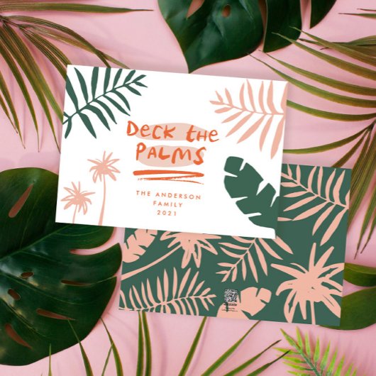 Kerstmis in juli tropische palmboom modern feestdagenkaart