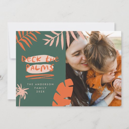 Kerstmis in juli tropische palmboom moderne foto feestdagenkaart (Voorkant)