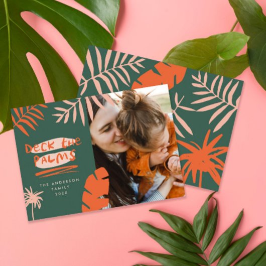 Kerstmis in juli tropische palmboom moderne foto feestdagenkaart