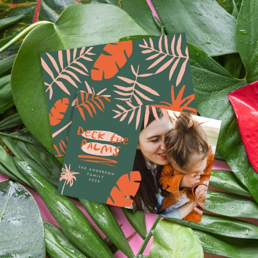 Kerstmis in juli tropische palmboom moderne foto feestdagenkaart