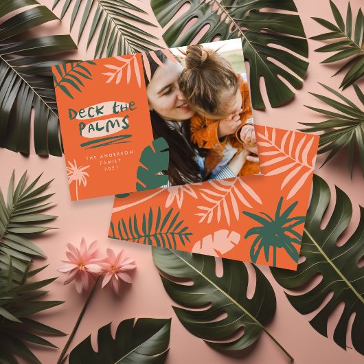 Kerstmis in juli tropische palmboom moderne foto feestdagenkaart