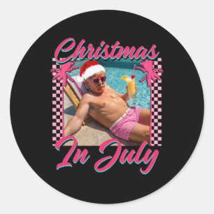 Kerstmis in juli Trump Grappig Chillen Kerstman Ha Ronde Sticker