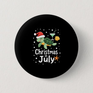 Kerstmis In Juli Turtle Summer Xmas Landschildpad Ronde Button 5,7 Cm