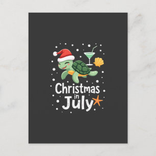Kerstmis in juli Turtle Summer Xmas Tortoise Vrouw Briefkaart
