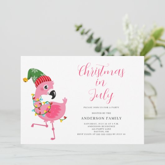 Kerstmis in juli uitnodiging (Staand voorkant)