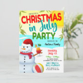 Kerstmis in juli uitnodiging (Staand voorkant)