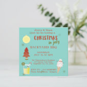 Kerstmis in juli Uitnodiging BBQ-partij (Staand voorkant)