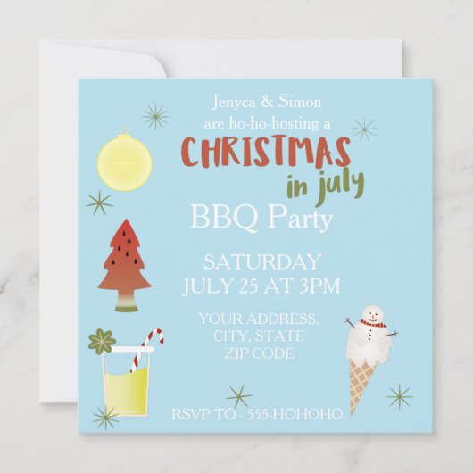 Kerstmis in juli Uitnodiging op Uitnodiging voor A (Voorkant)