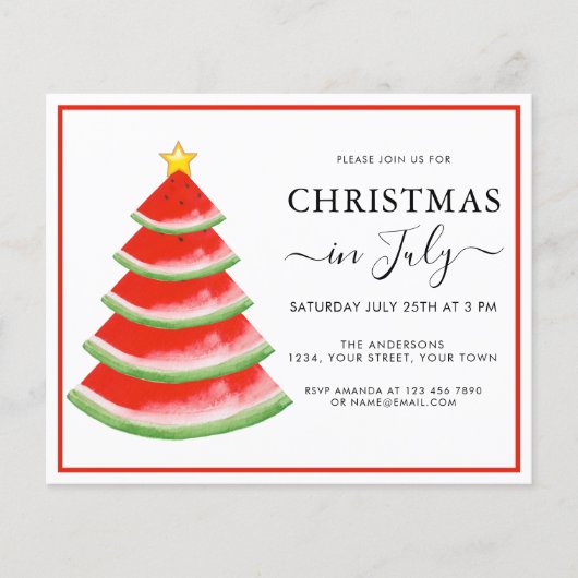 Kerstmis in juli Uitnodiging Watermeloen Flyer (Voorkant)
