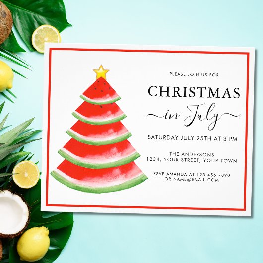 Kerstmis in juli Uitnodiging Watermeloen Flyer