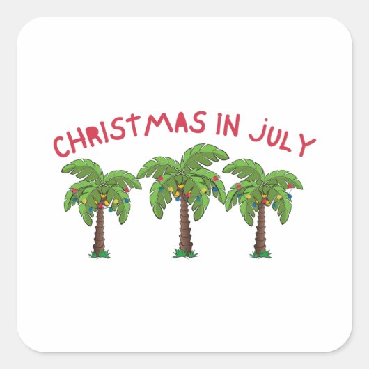 Kerstmis in juli vierkante sticker (Voorkant)
