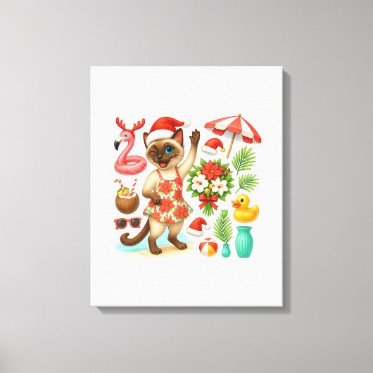 Kerstmis in juli voor kattenliefhebbers canvas afdruk (Voorkant)