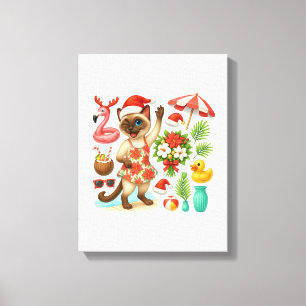 Kerstmis in juli voor kattenliefhebbers canvas afdruk