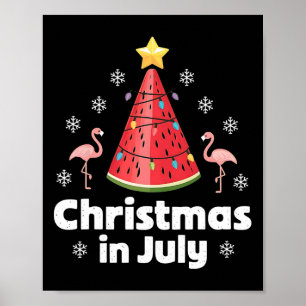 Kerstmis in juli Watermeloen Boom Grappige Flaming Poster