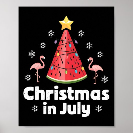 Kerstmis in juli Watermeloen Boom Grappige Flaming Poster (Voorkant)