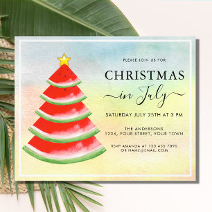 Kerstmis in juli Watermeloen Feest Uitnodiging Flyer