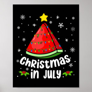 Kerstmis in juli watermeloen grappige zomer strand poster