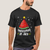 Kerstmis in juli Watermeloen Grappige Zomer Strand T-shirt (Voorkant)