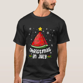 Kerstmis in juli Watermeloen Grappige Zomer Strand T-shirt