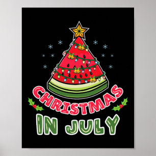 Kerstmis in juli watermeloen kerstboom  poster