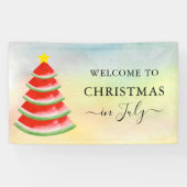 Kerstmis in juli Watermeloen Kerstboom Spandoek (Horizontaal)