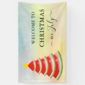 Kerstmis in juli Watermeloen Kerstboom Spandoek (Verticaal)