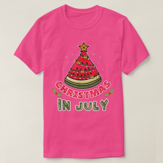 Kerstmis in juli Watermeloen kerstboom T-shirt (Design voorkant)