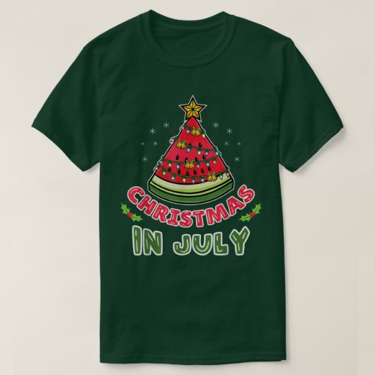 Kerstmis in juli Watermeloen kerstboom T-shirt (Design voorkant)